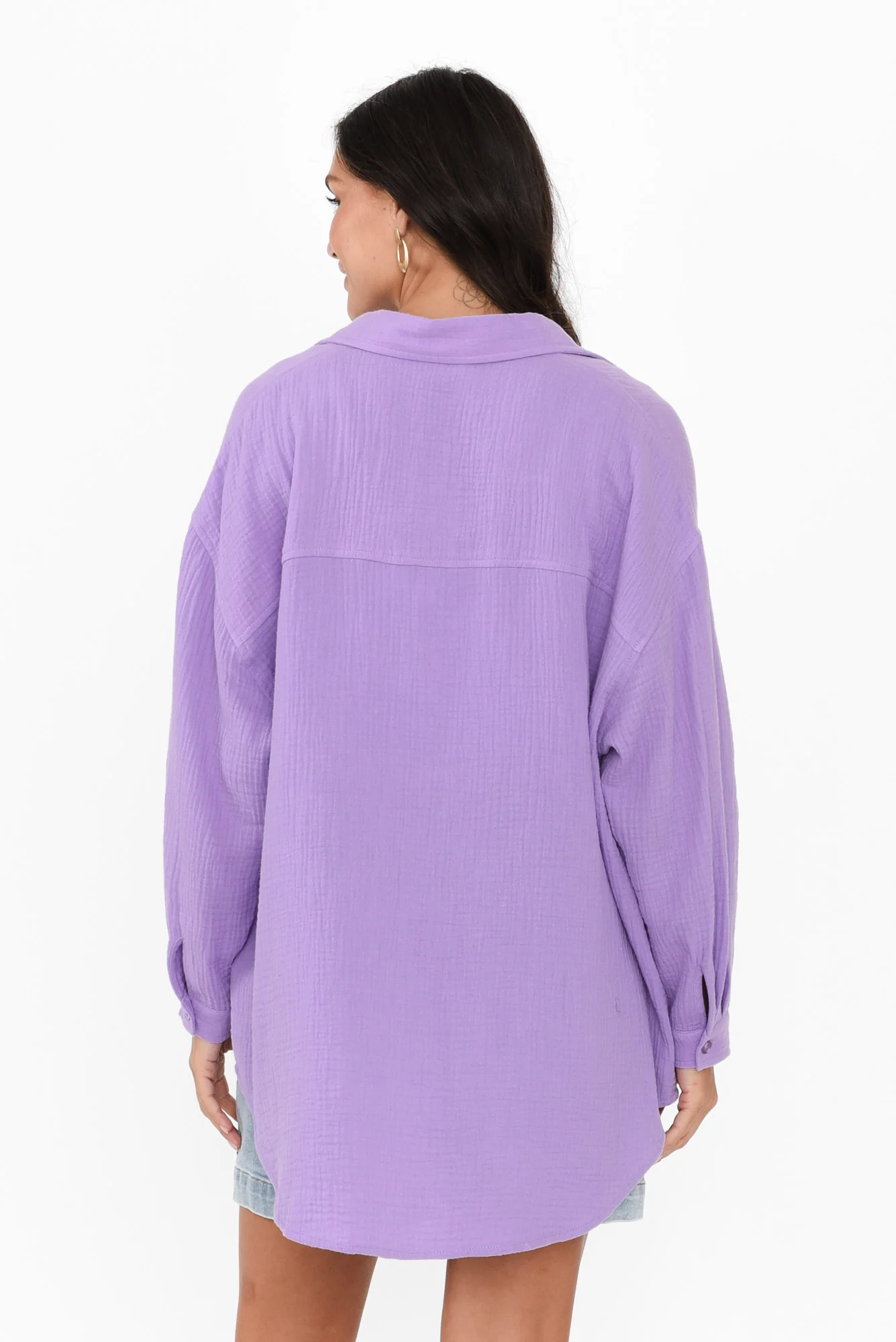 Natalia Lilac Cotton Cheesecloth Shirt