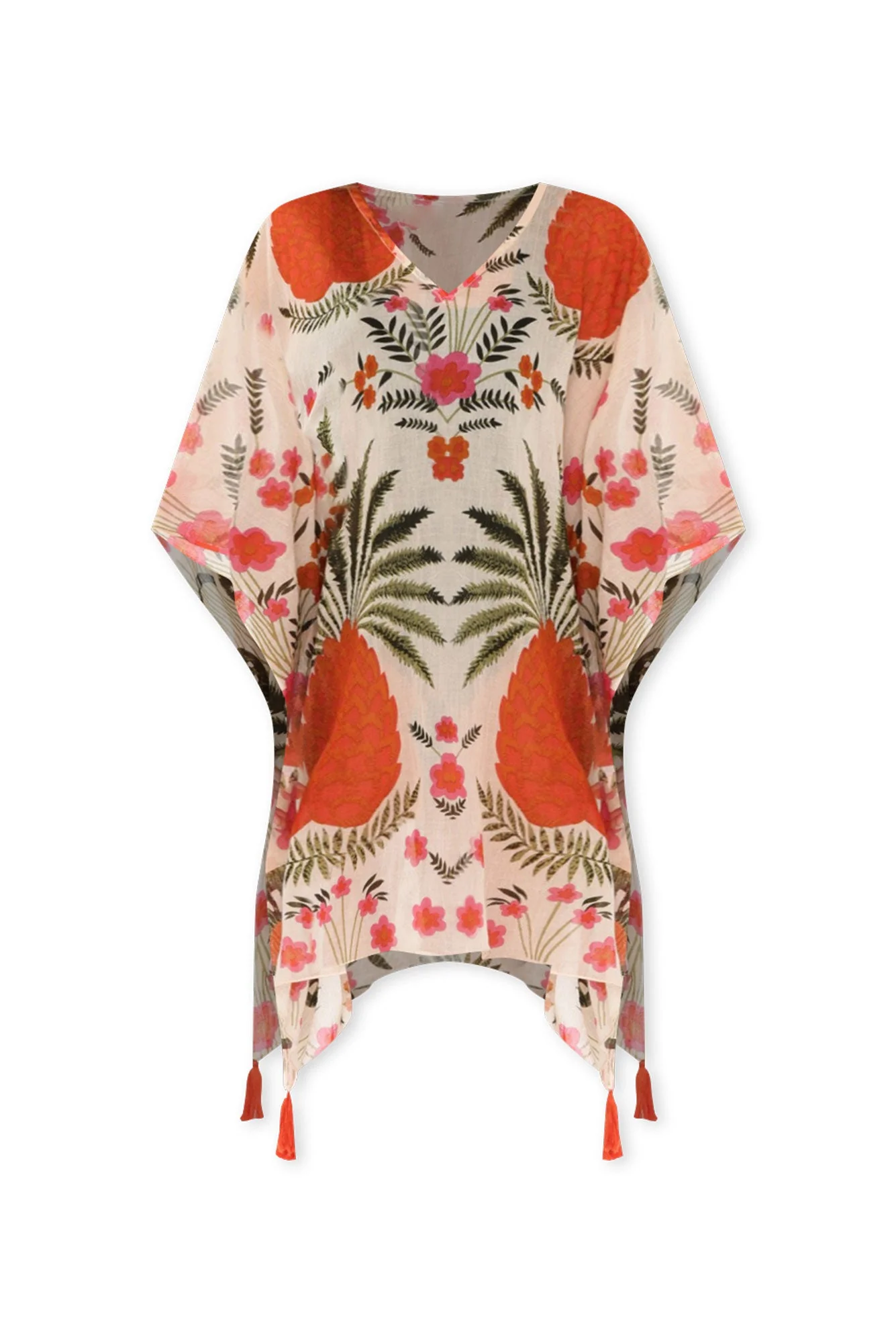 Stella Orange Tropical Cotton Kaftan