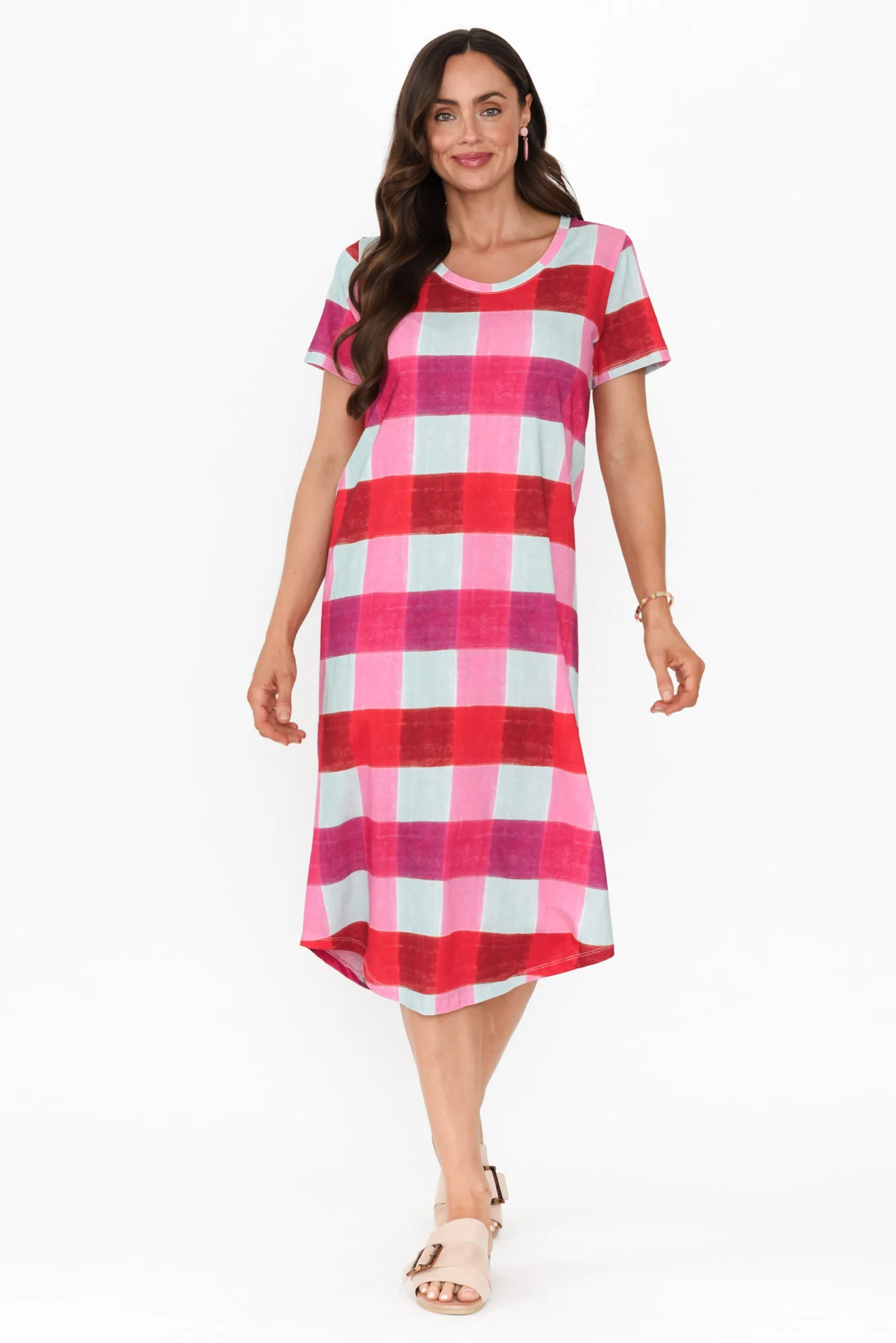 Monaco Pink Check Cotton Dress