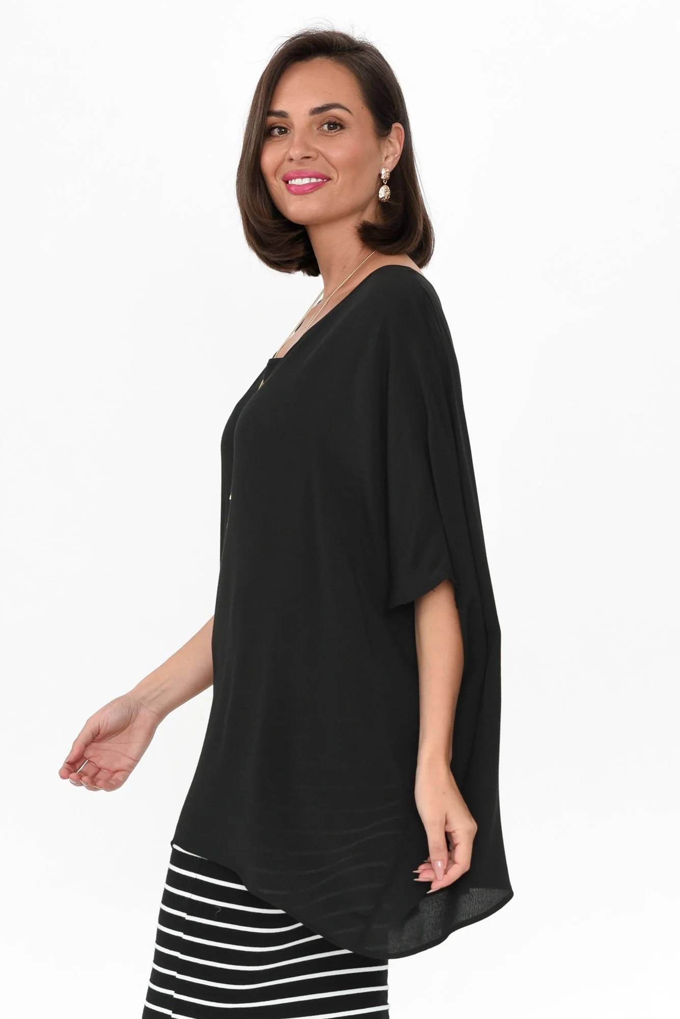 Mali Black Drape Top