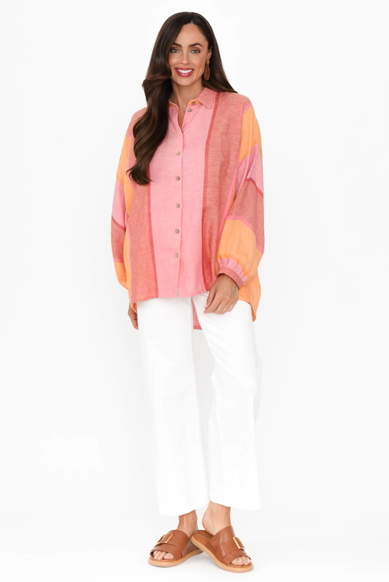 Milano Pink Stripe Linen Blend Shirt