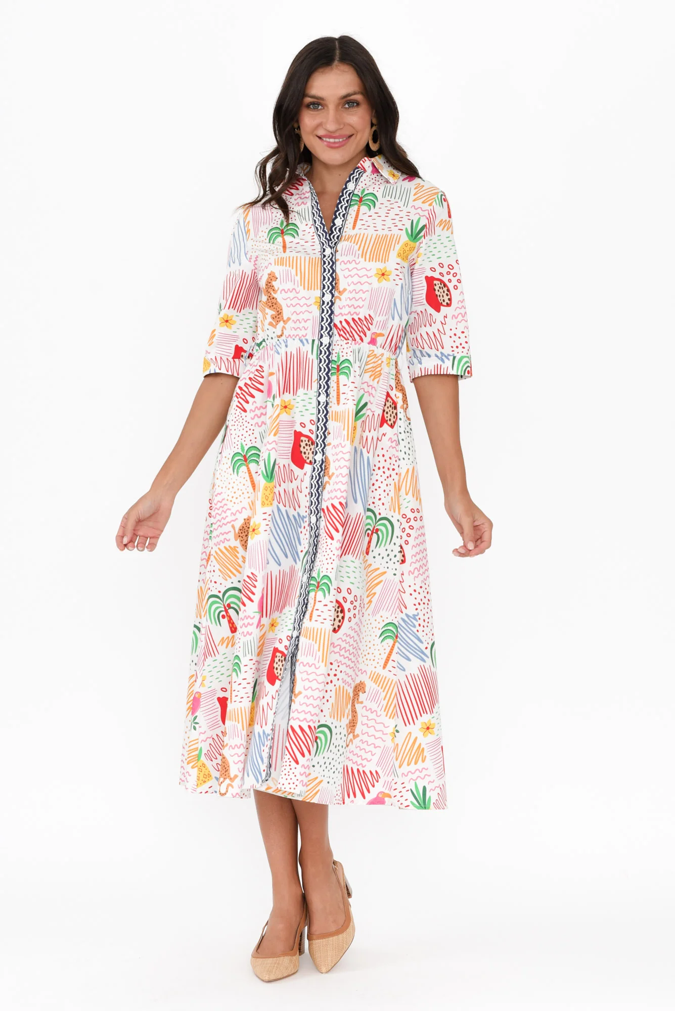 Grace Pink Jungle Cotton Poplin Dress