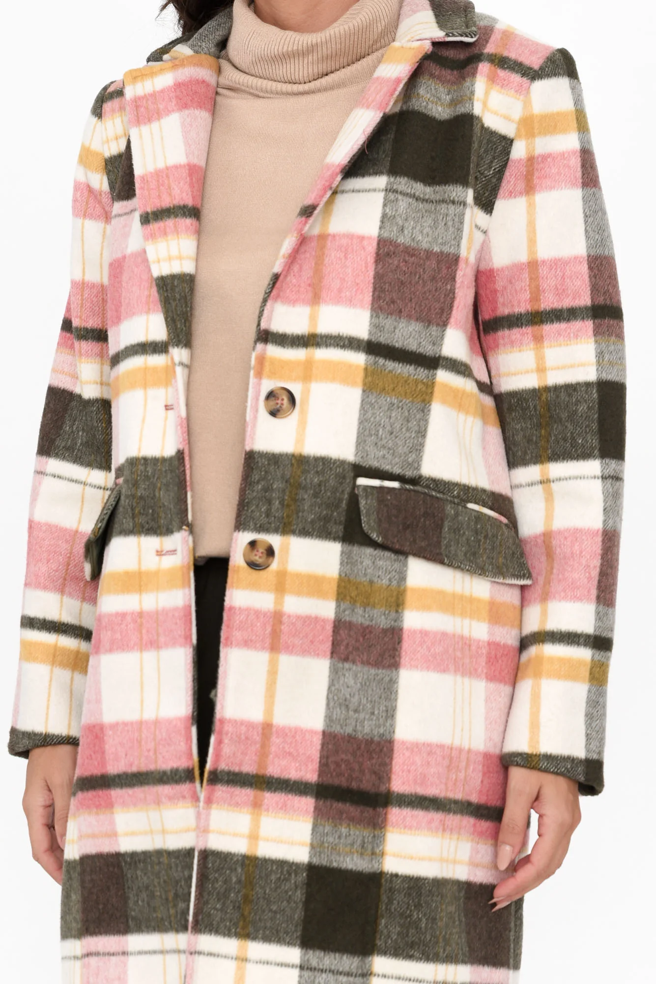 Blanche Blush Check Coat