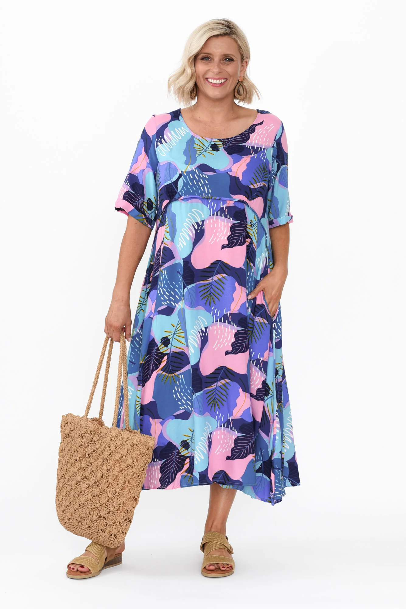 Sula Blue Leaf Pocket Dress