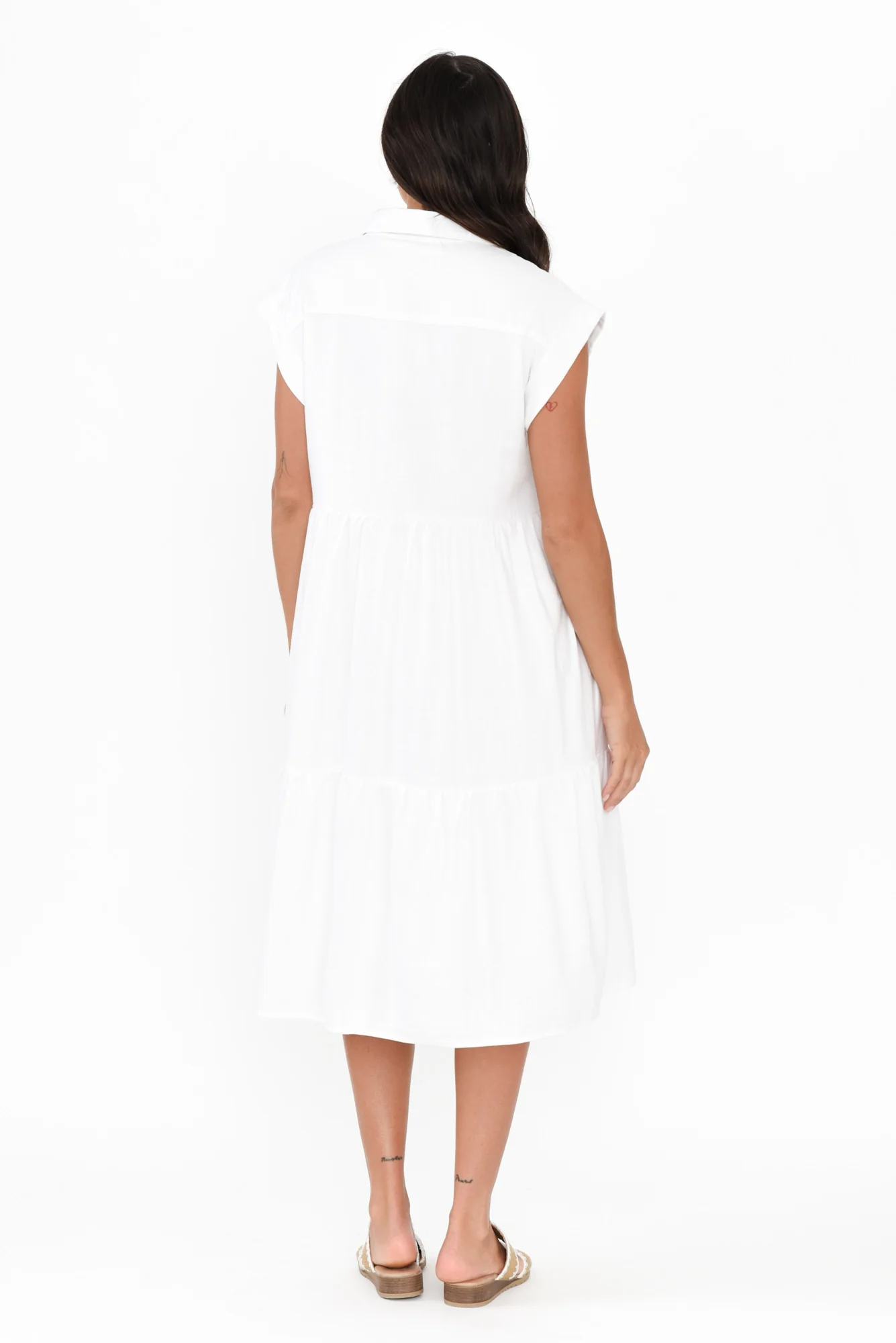 Zurich White Collared Tier Dress