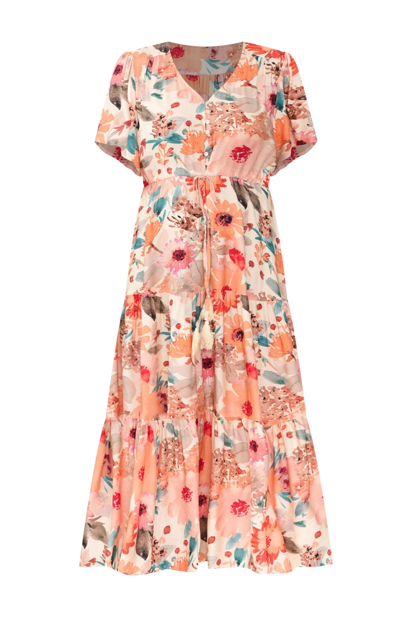 Otis Orange Floral Linen Blend Dress