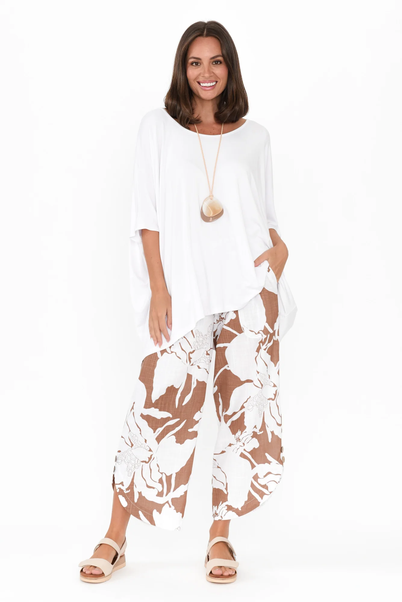 Scotty Brown Floral Linen Cotton Pants