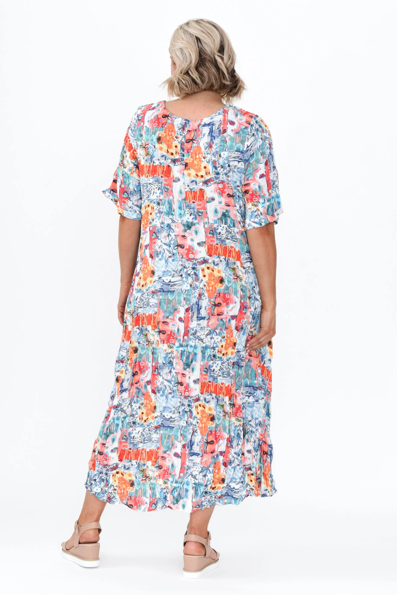Soraya Blue Garden Linen Blend Dress