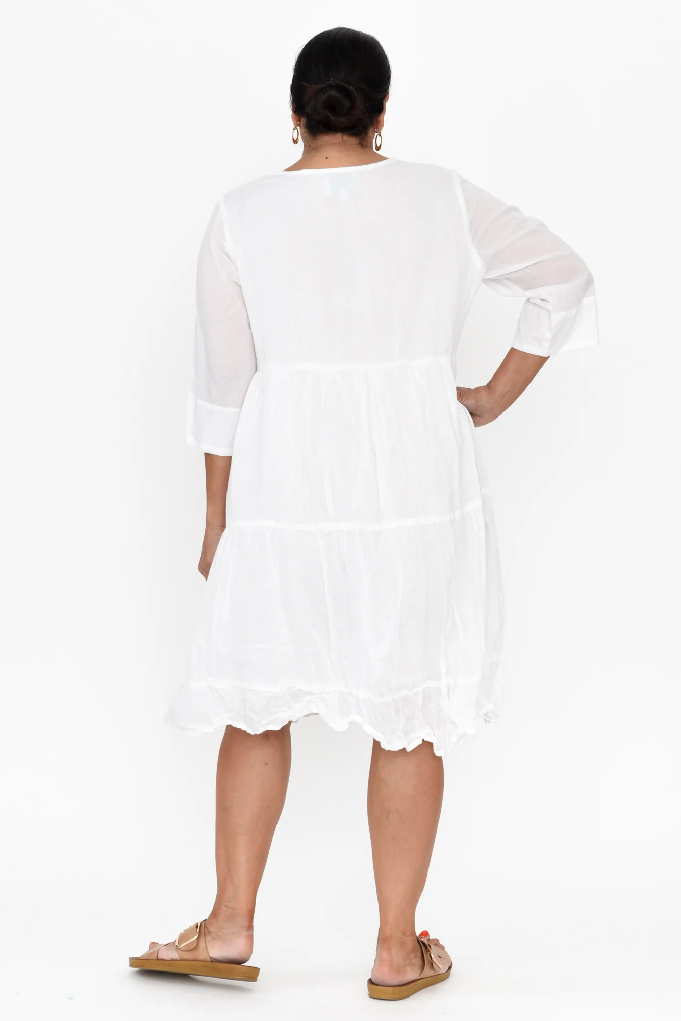 Milana White Crinkle Cotton Dress