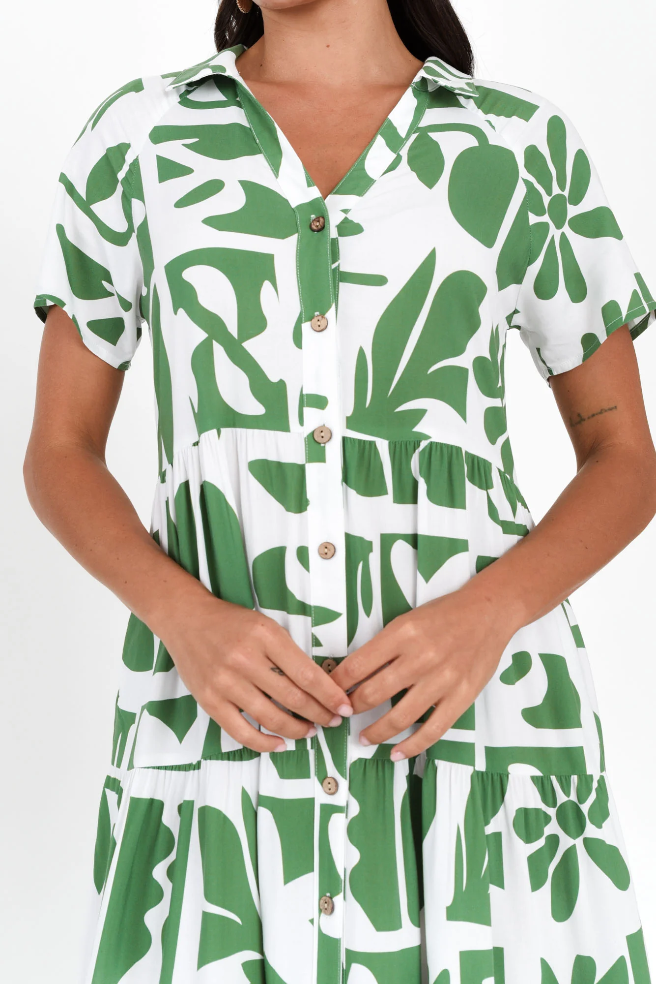 Gabi Green Tiered Dress