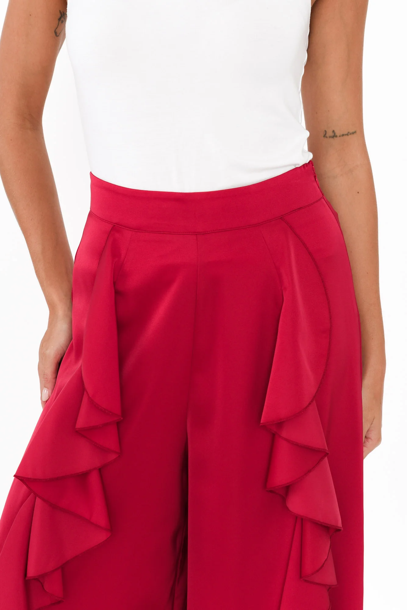 Dancer Red Ruffle Pants