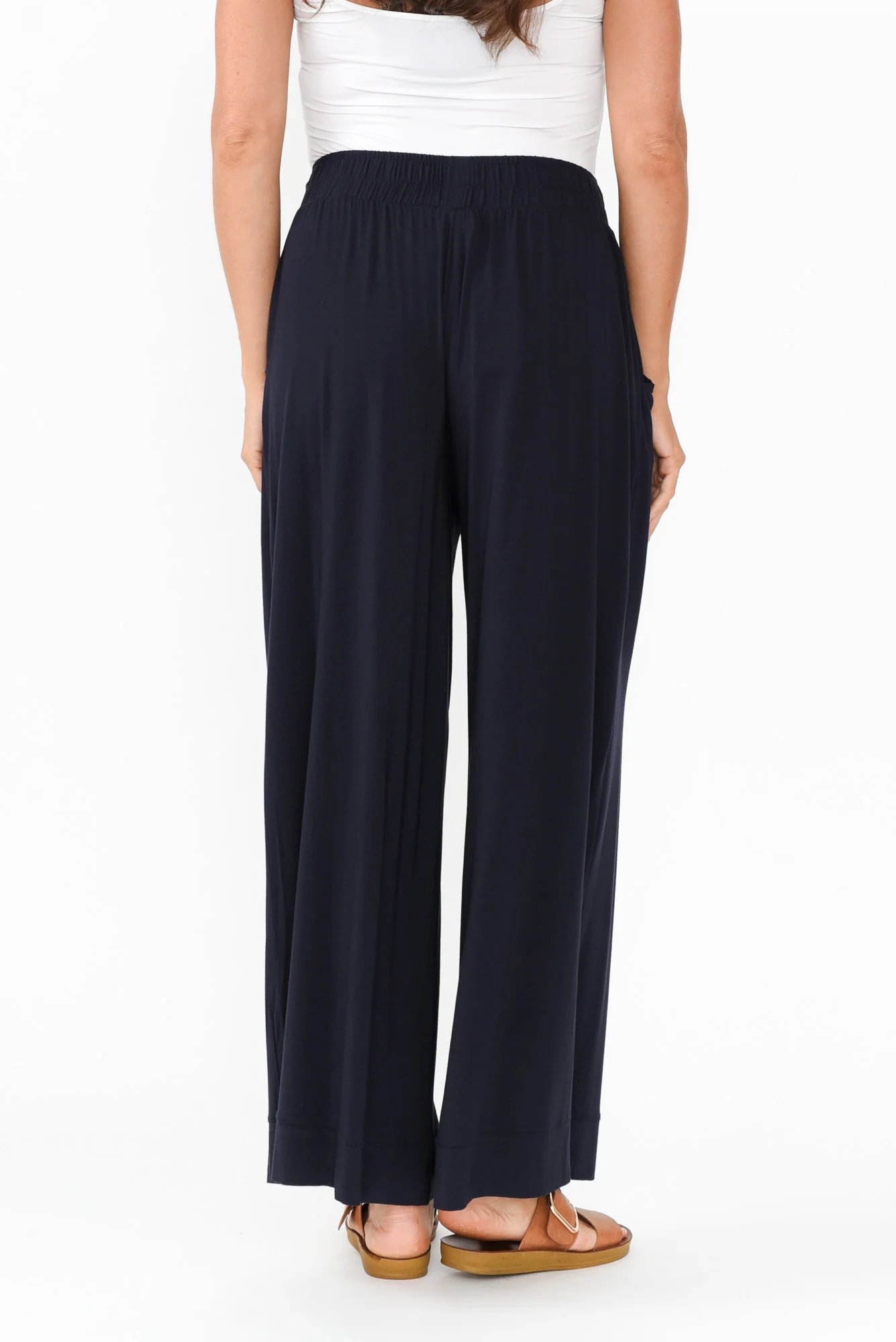 Lola Navy Micro Modal Wide Leg Pants