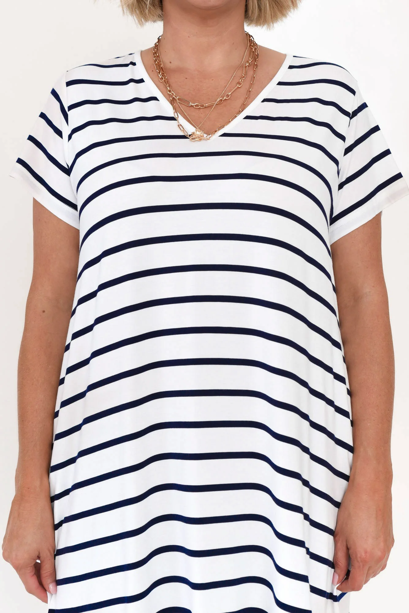 Tiffany White Stripe Bamboo Tee Dress
