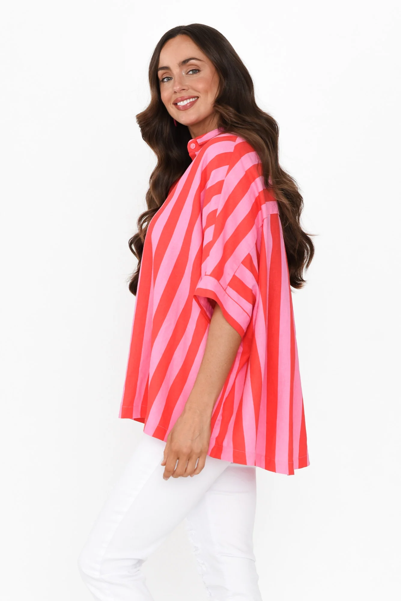 Palermo Pink Stripe Linen Blend Shirt