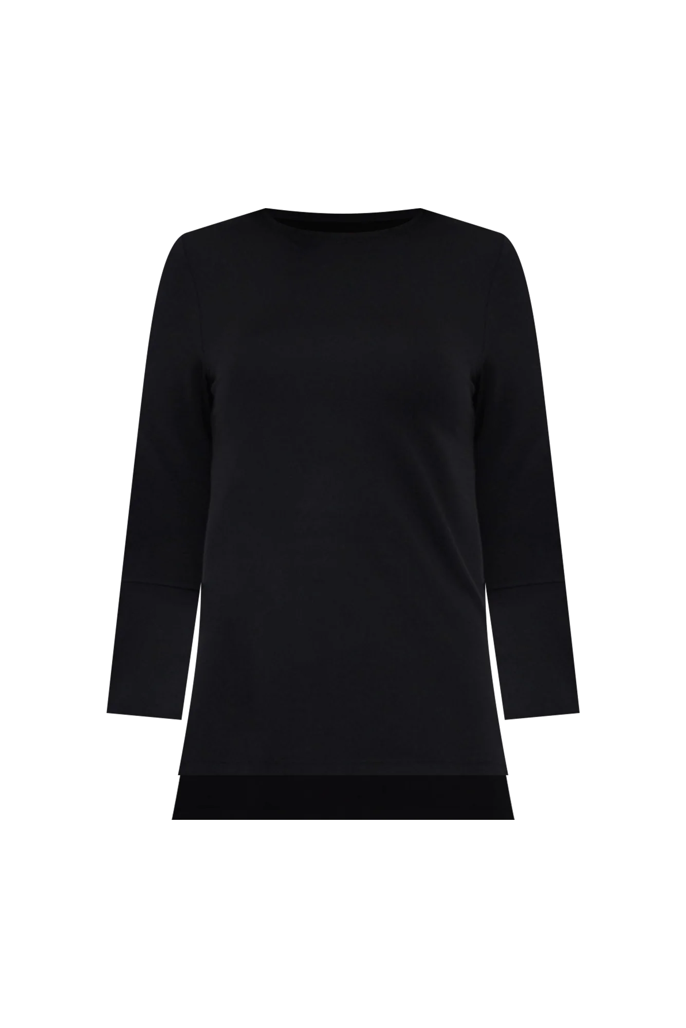 Black Long Sleeve Micro Modal Swing Top