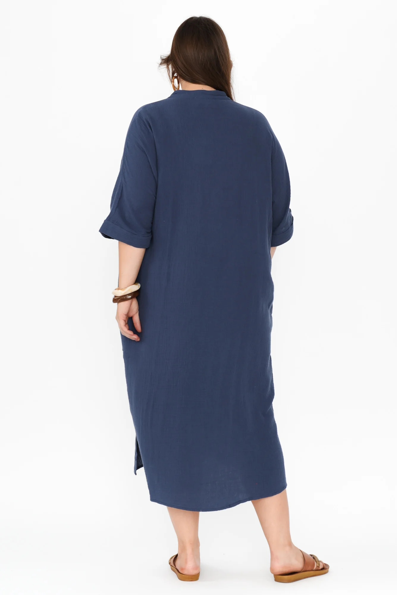 Juniper Navy Cotton Cheesecloth Dress