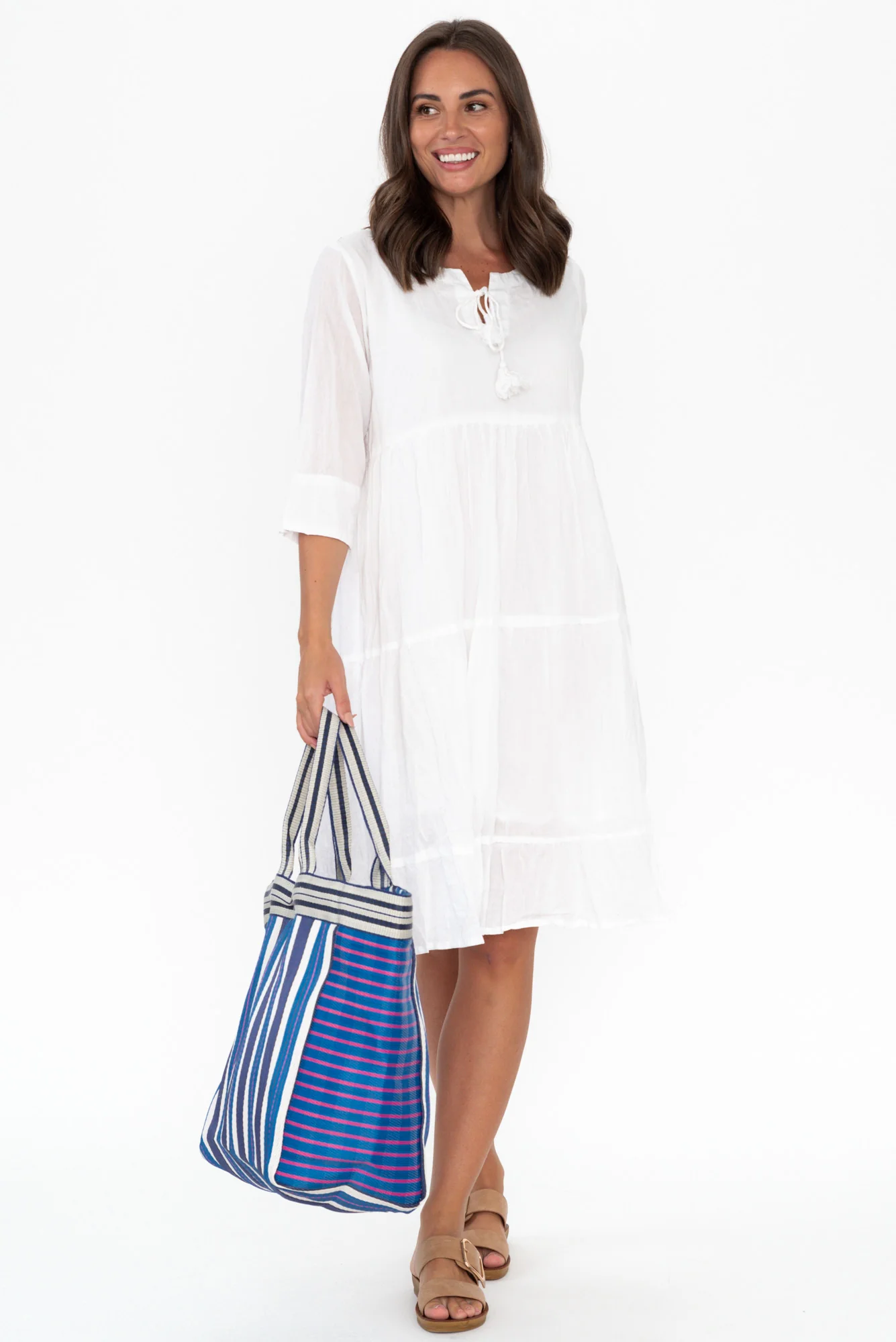 Milana White Crinkle Cotton Dress