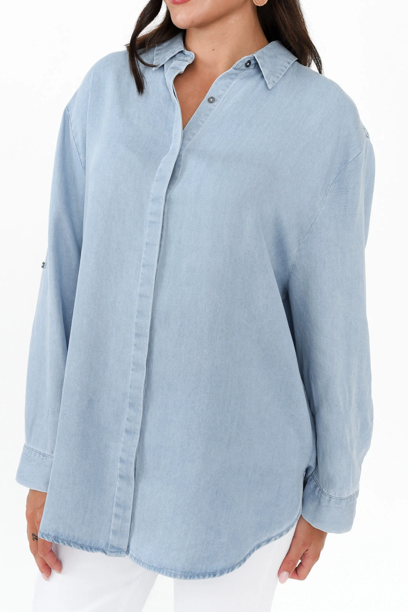Jenaya Blue Chambray Collared Shirt