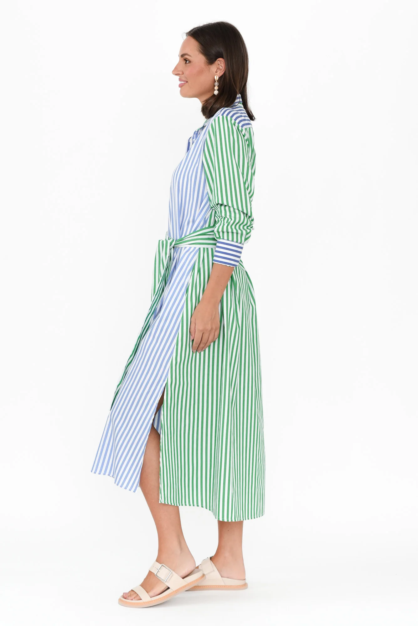 Luna Blue Stripe Cotton Shirt Dress