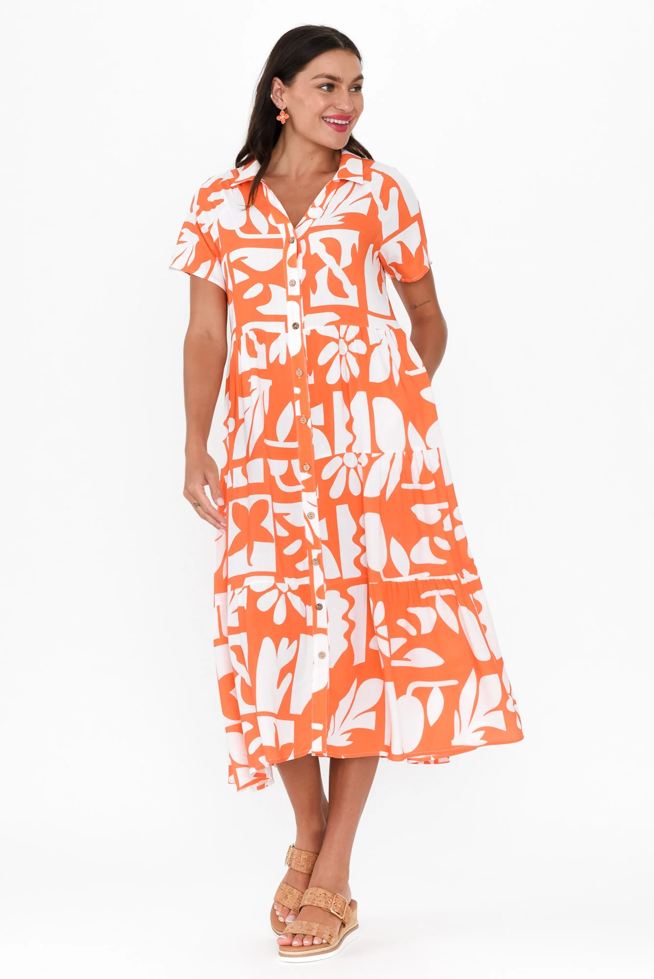 Gabi Orange Tiered Dress