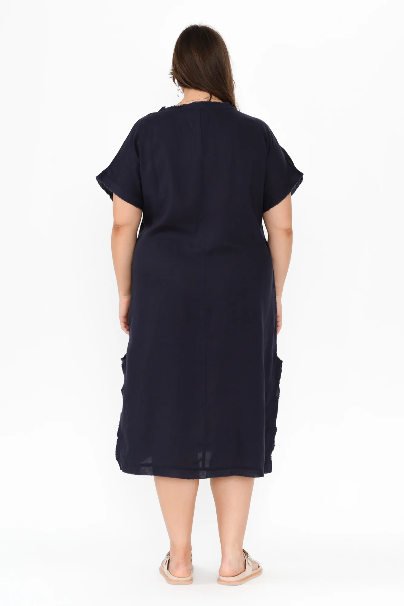Darlene Navy Linen Blend Dress