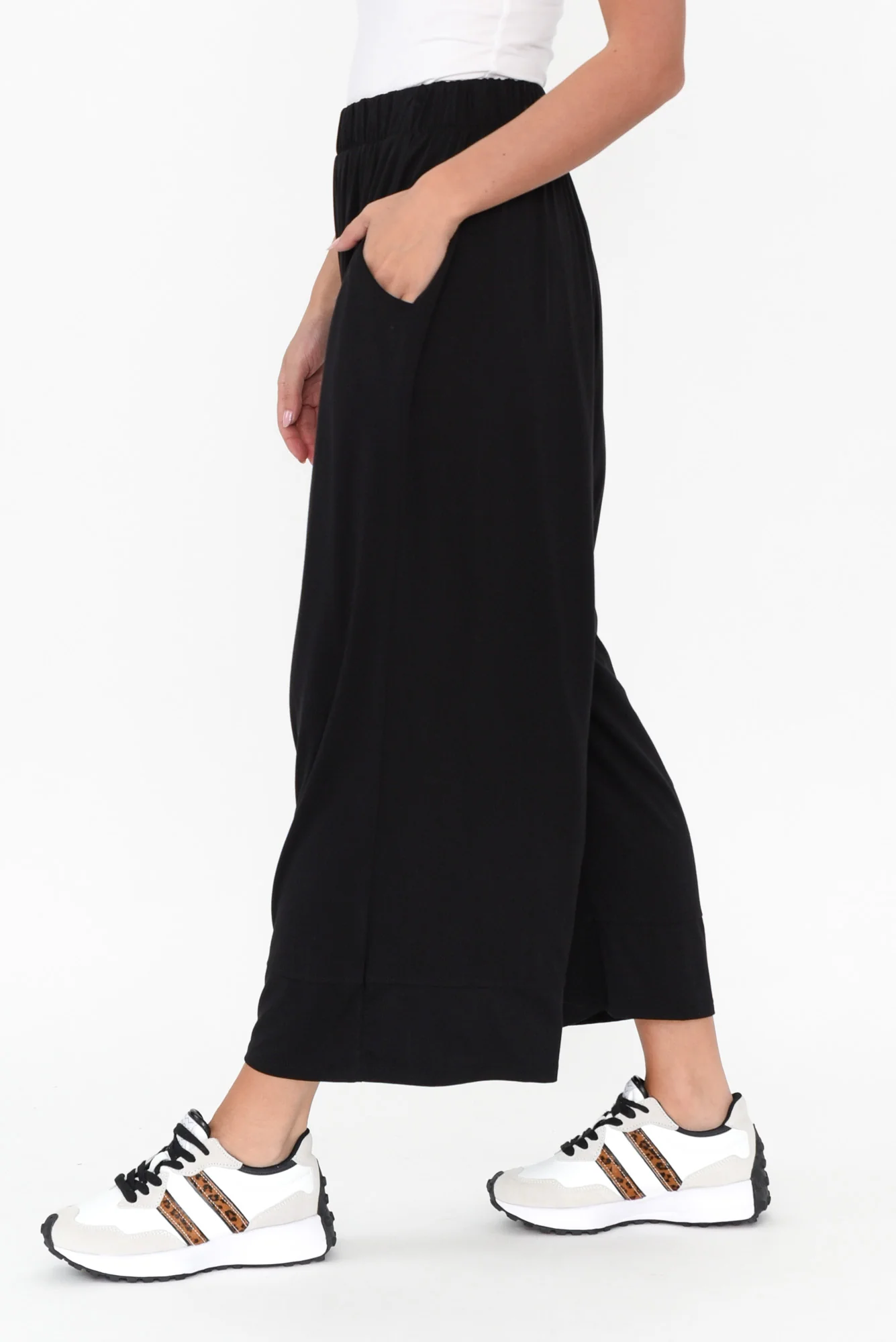 Astrid Black Bamboo Wide Leg Pants