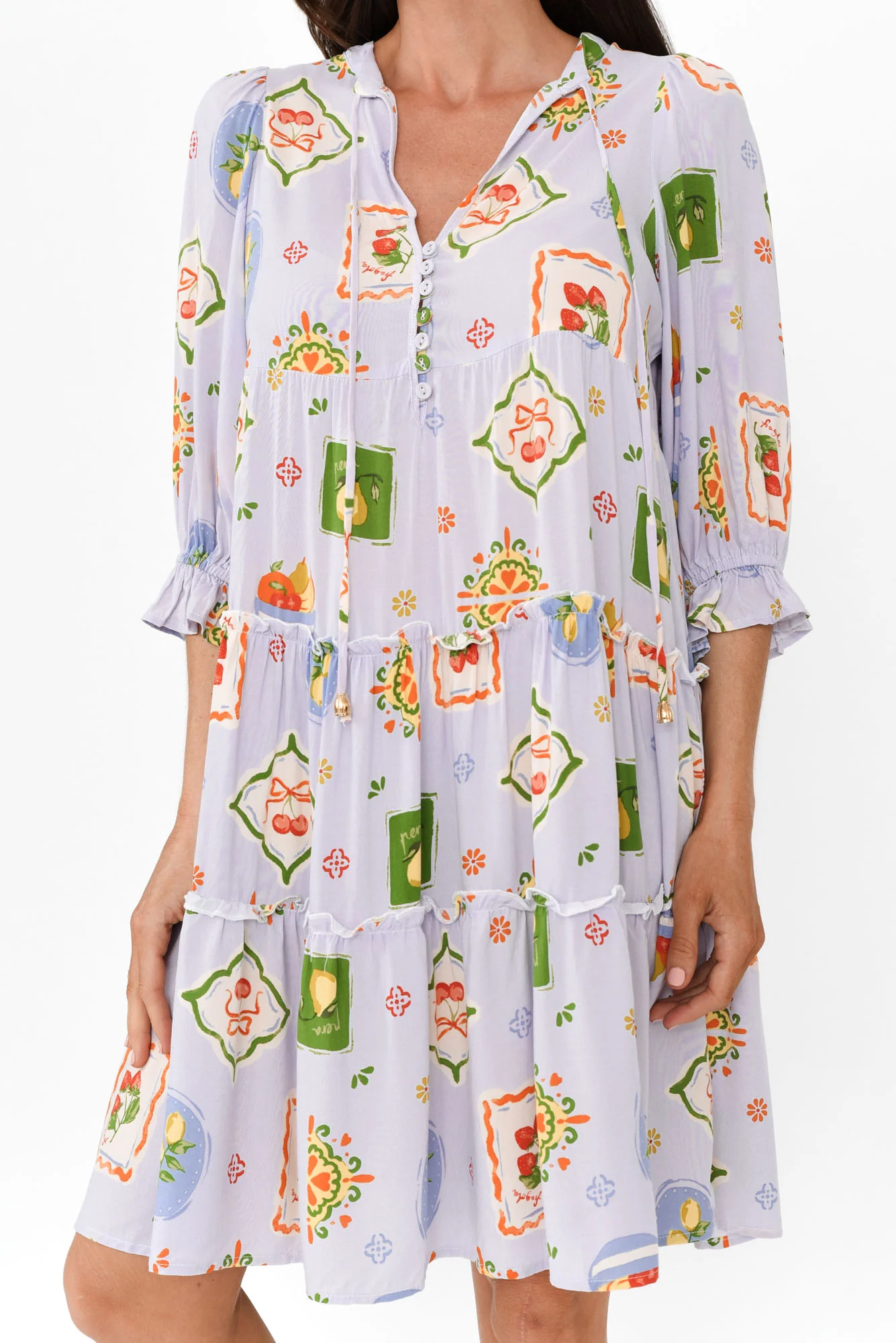 Irena Blue Harvest Tier Dress