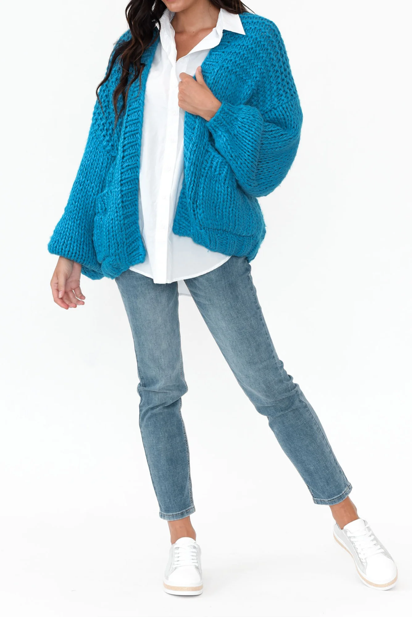 Freddie Blue Knit Pocket Cardigan