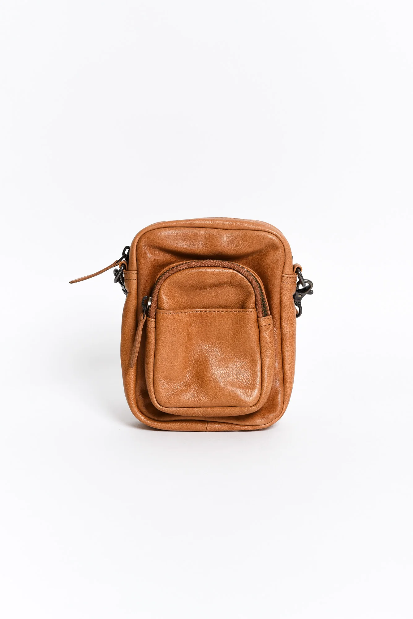 Face the Music Tan Leather Camera Bag