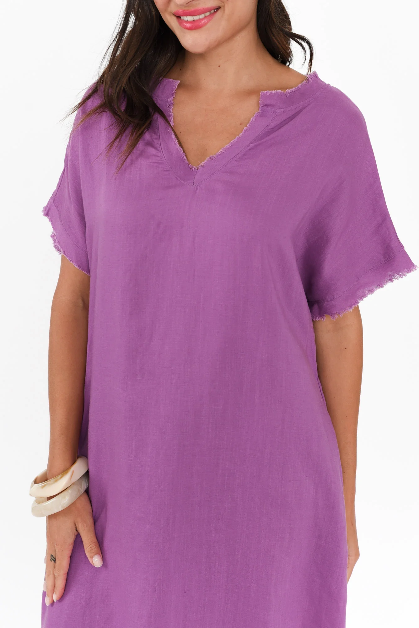 Darlene Purple Linen Blend Dress