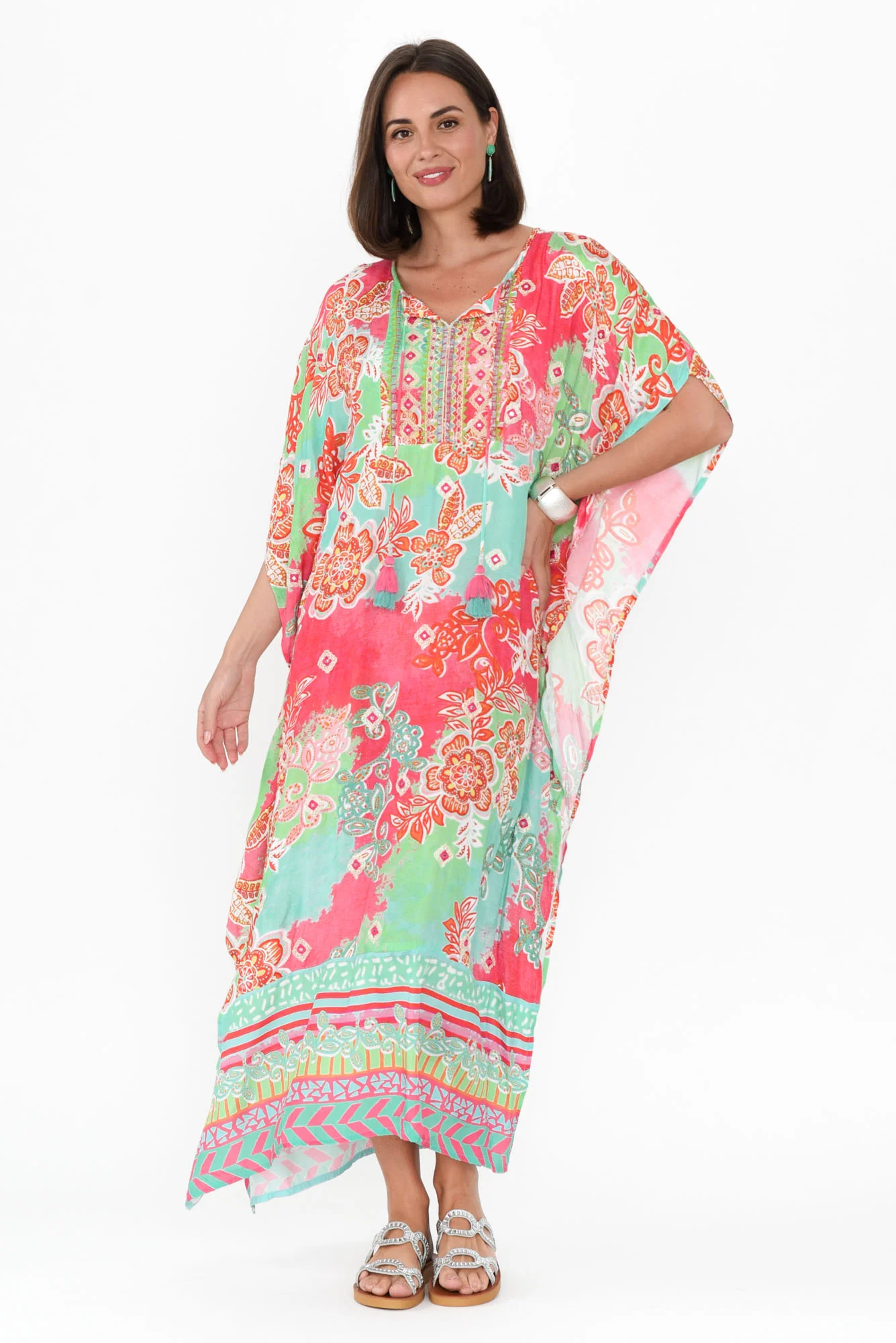 Sheniz Pink Floral Kaftan
