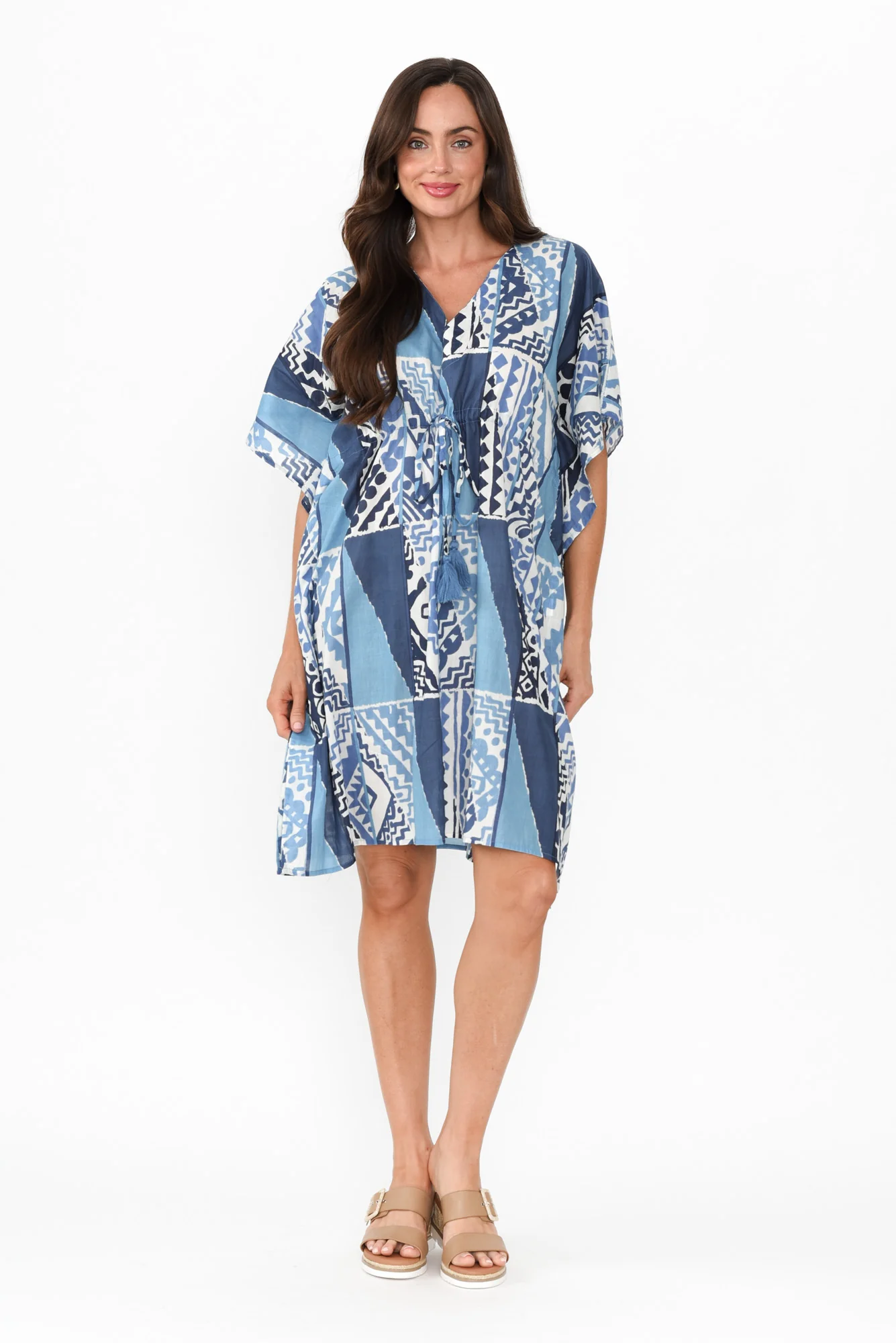 Isabel Blue Motif Cotton Kaftan
