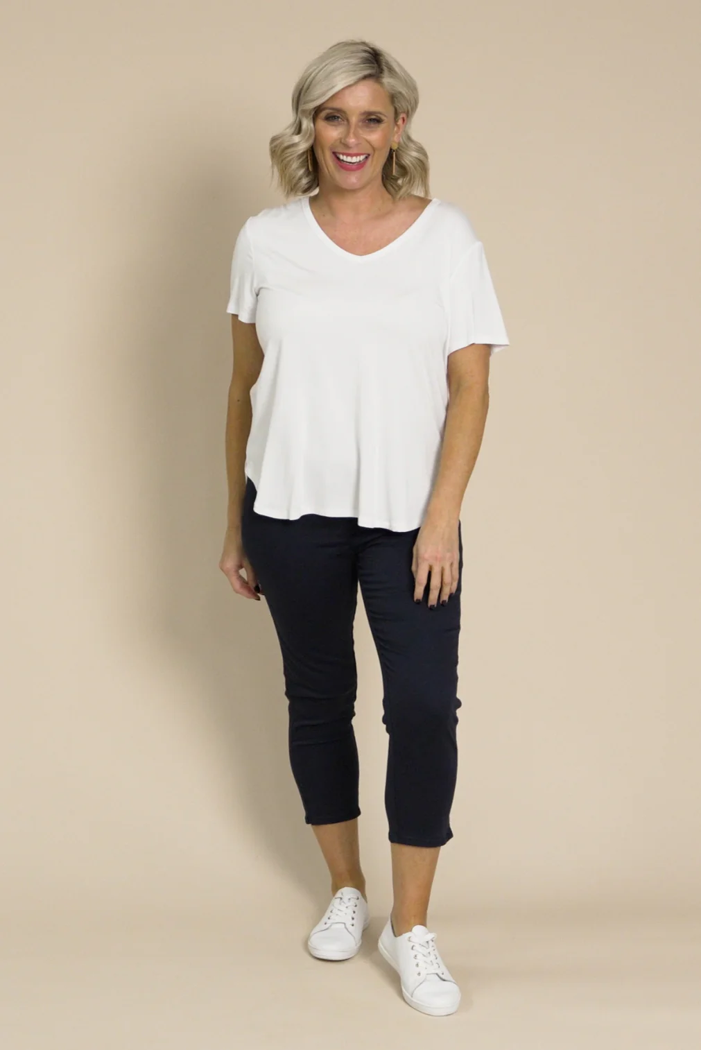 Reed Navy Stretch Cotton Capri Pants