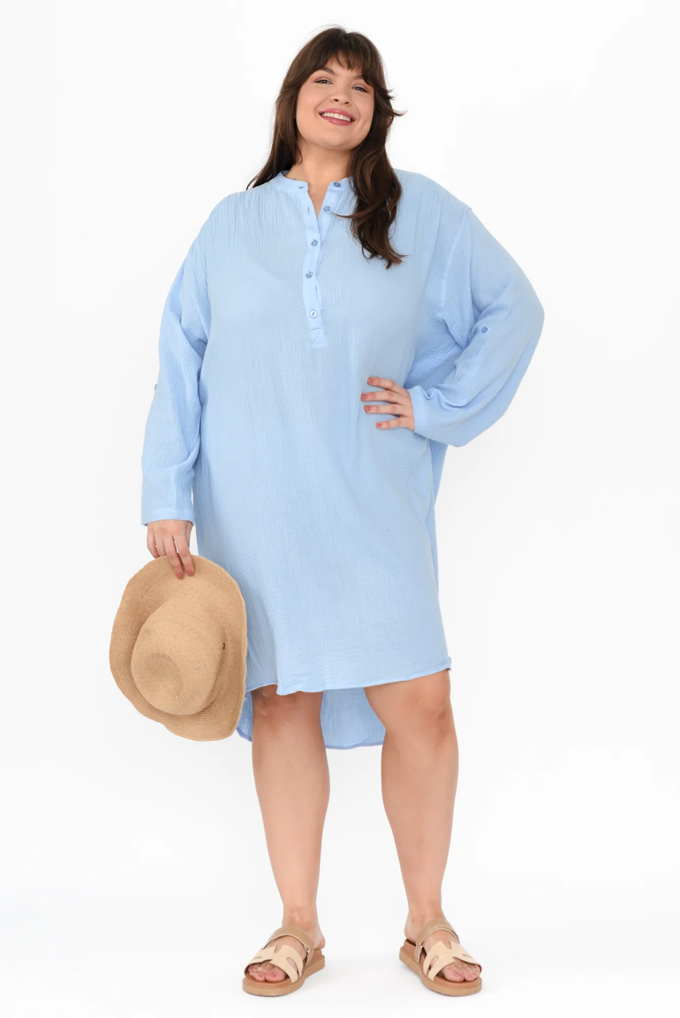 Tropez Blue Cotton Cheesecloth Kaftan