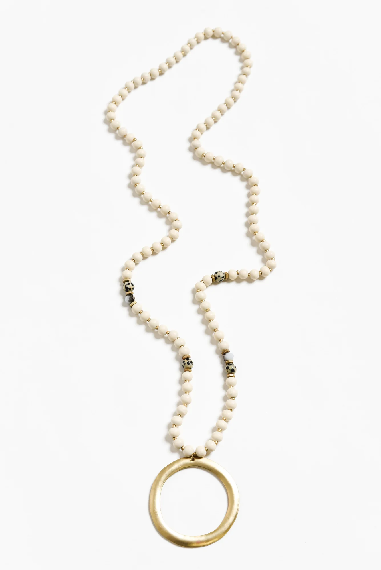 Frasier Cream Beaded Pendant Necklace