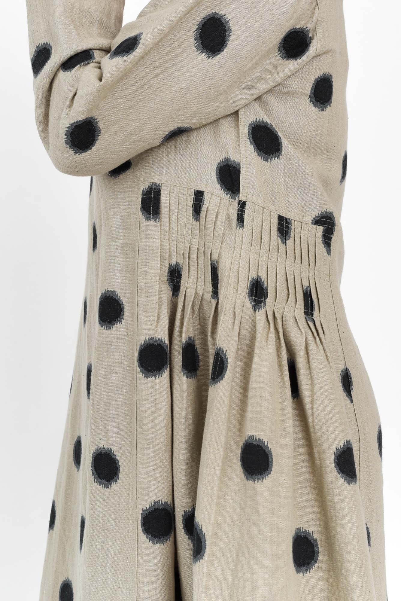 Alpine Navy Spot Cotton Linen Dress