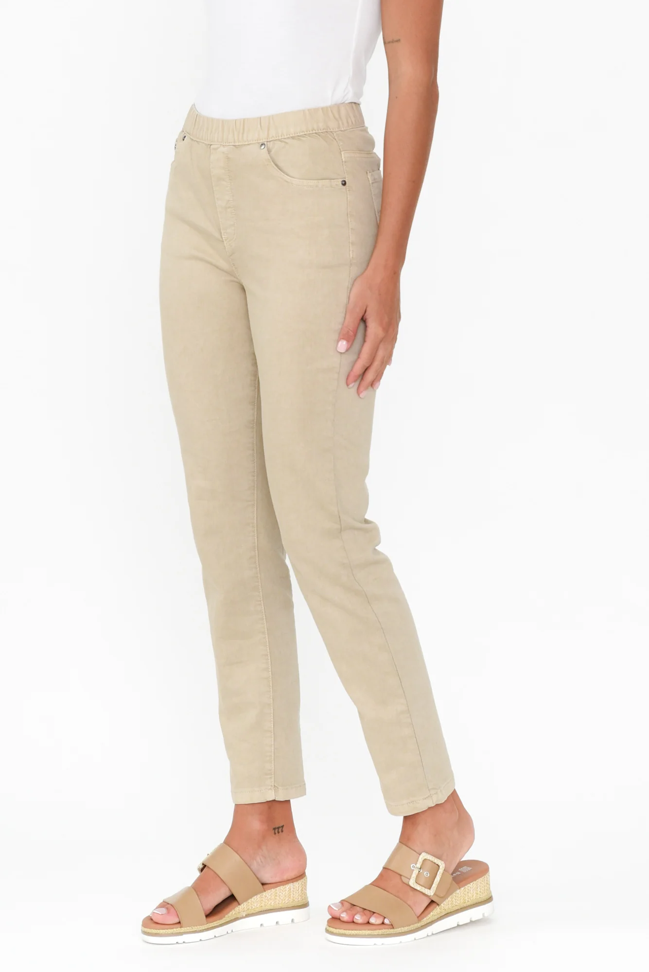 Zadie Beige Stretch Jeans
