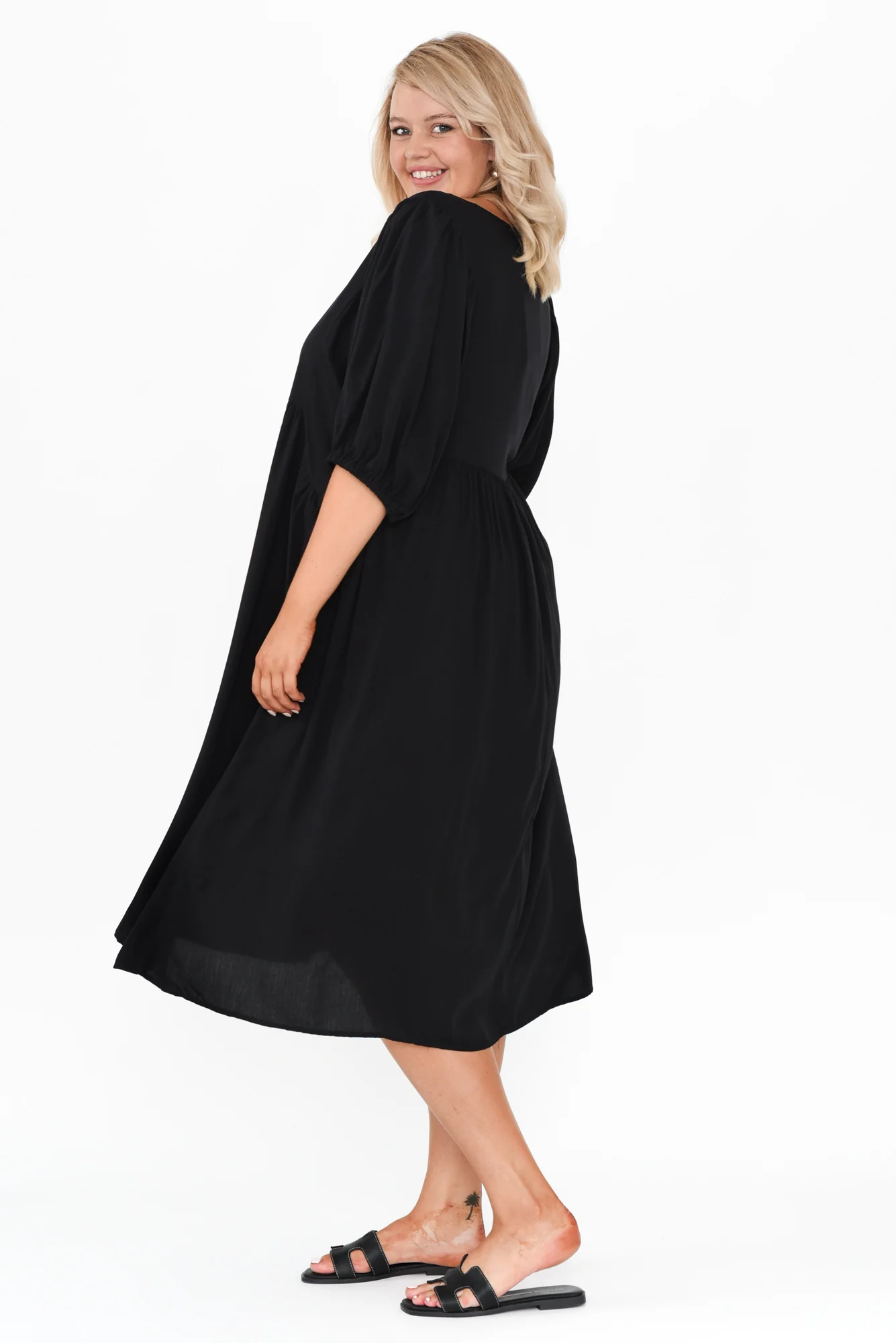 Pansy Black Pocket Dress