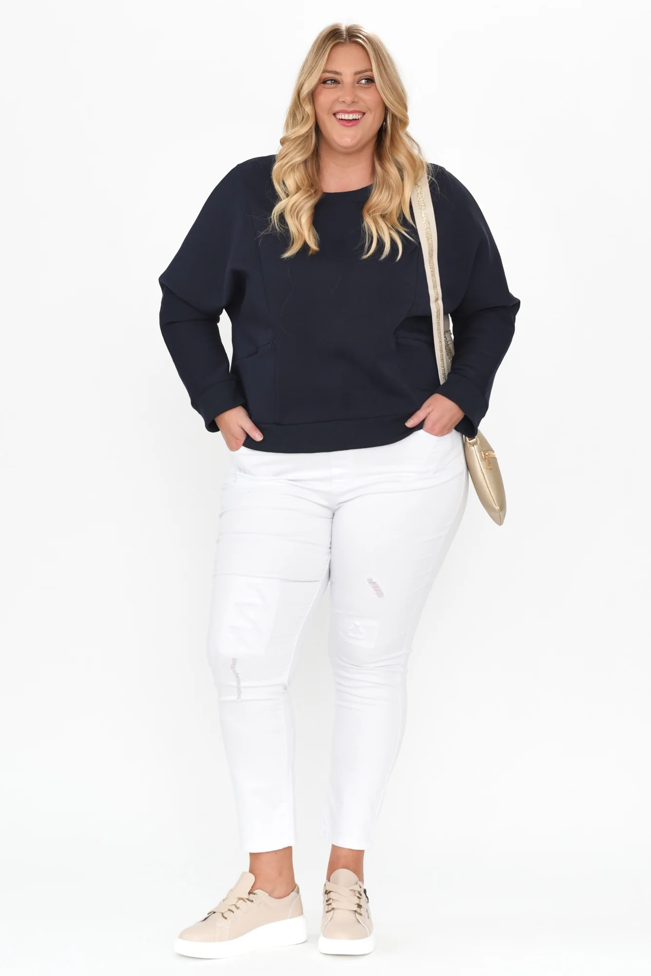 Bronwen Navy Pocket Sweater