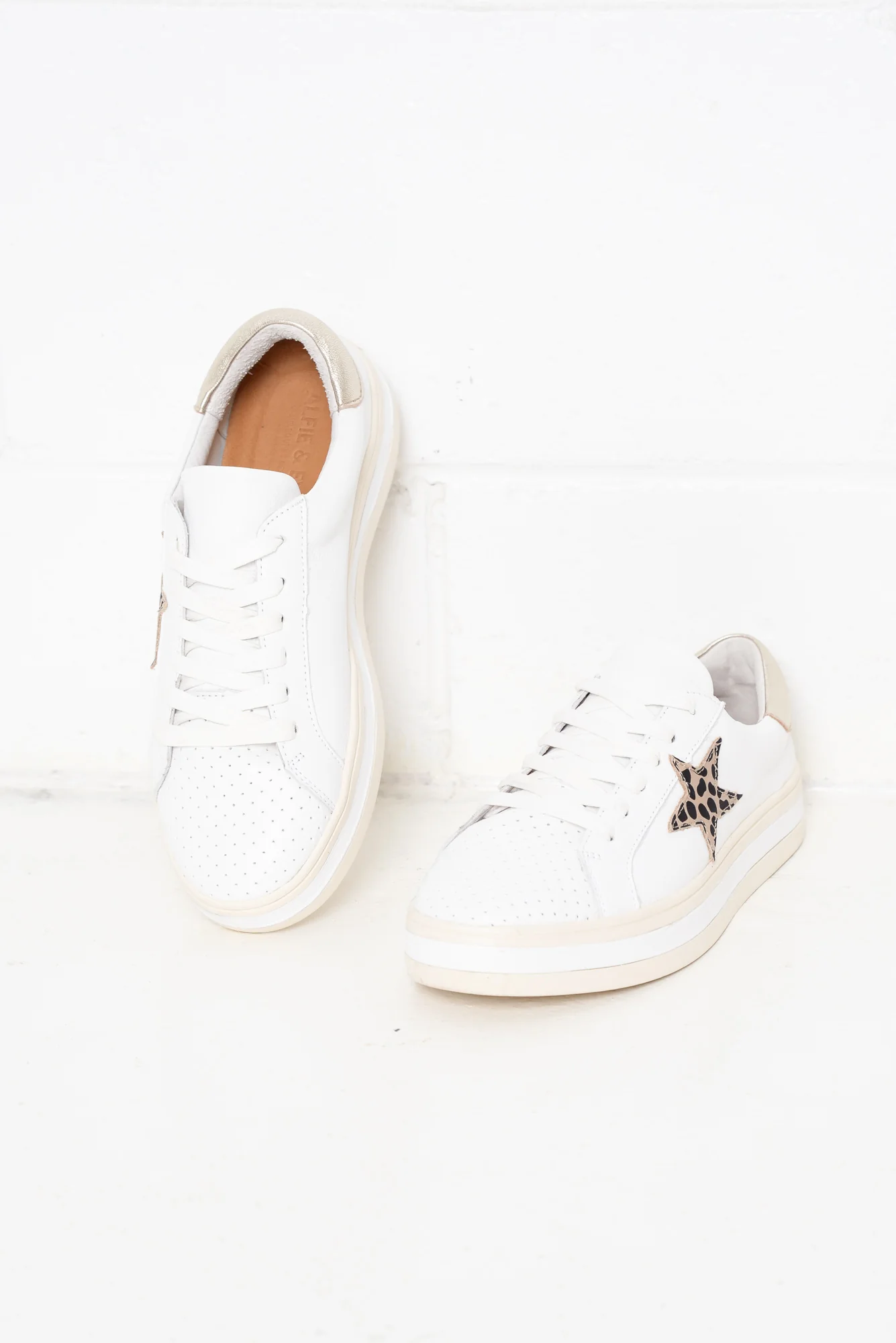 Pixie Star White Leopard Leather Sneaker