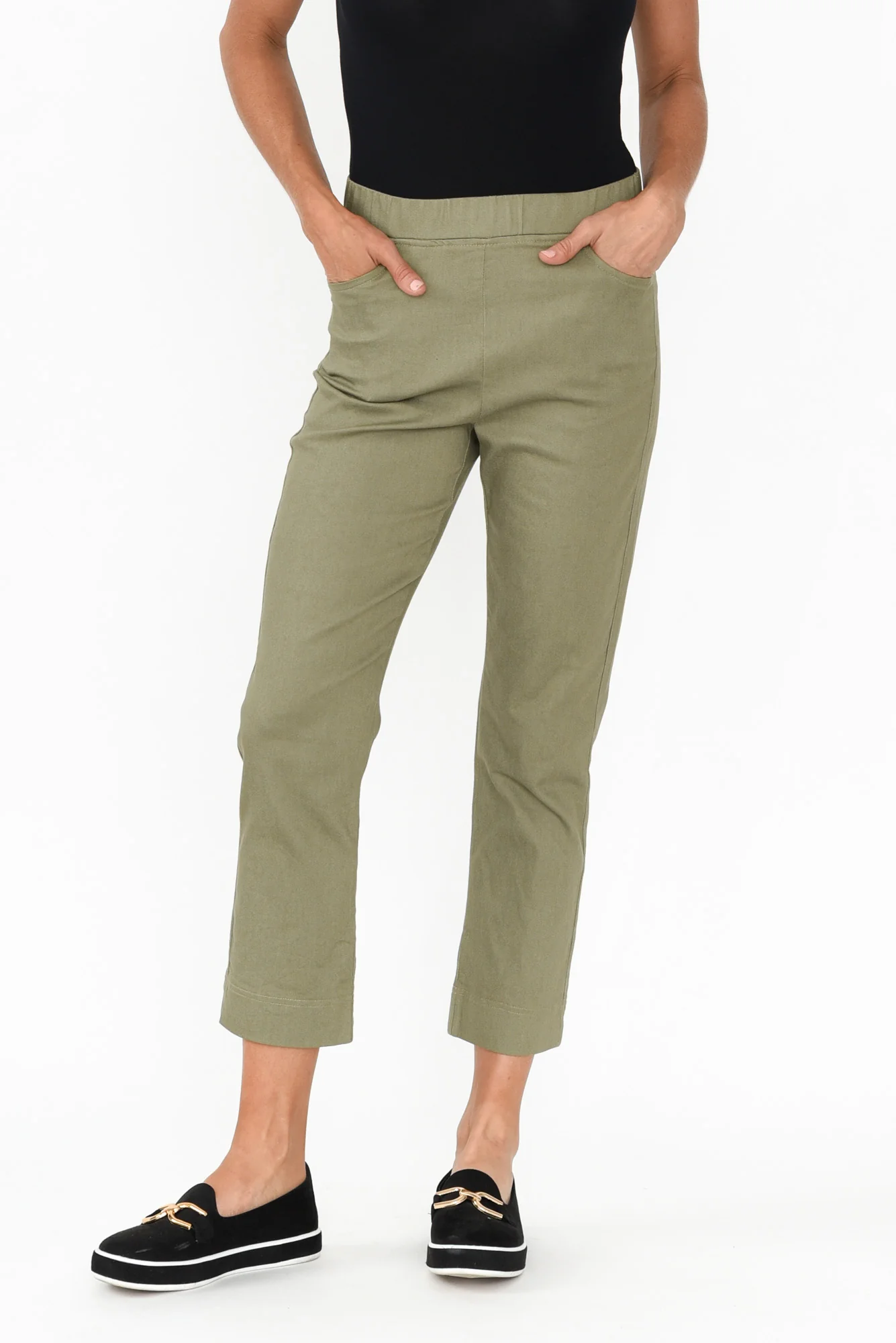 Monza Khaki Stretch 7/8 Pants
