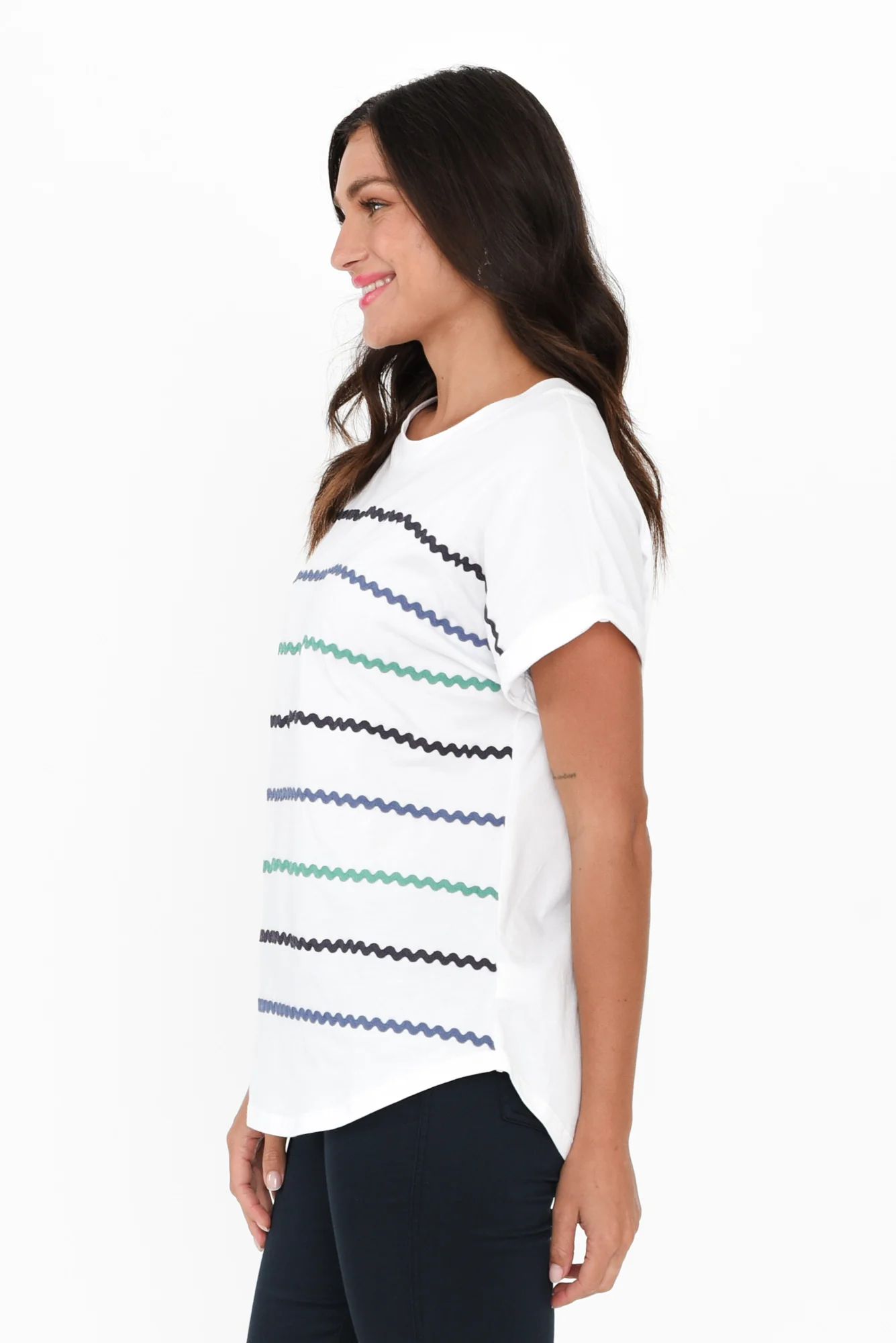 Sunny White Stripe Cotton Tee