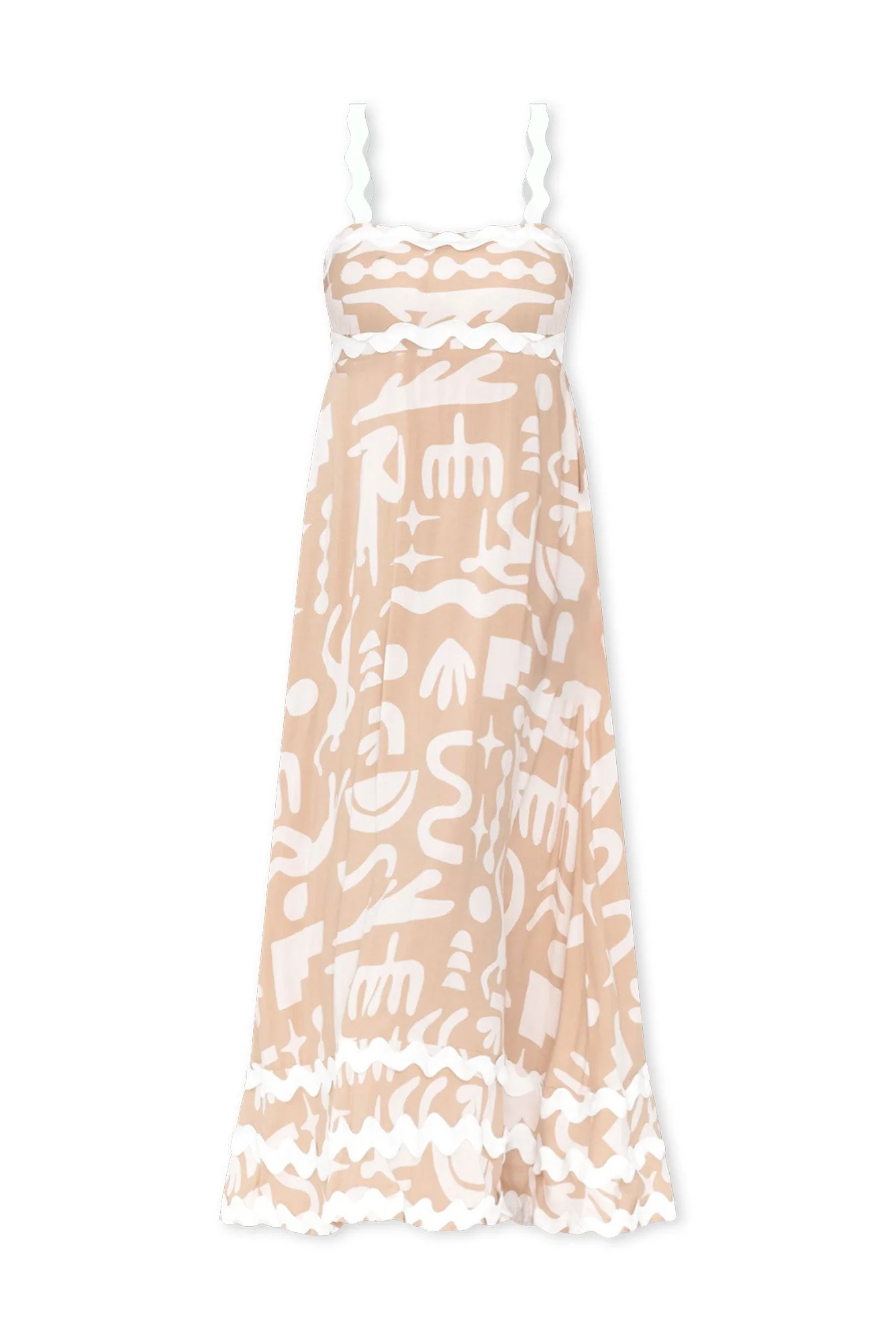 Eda Beige Abstract Maxi Dress