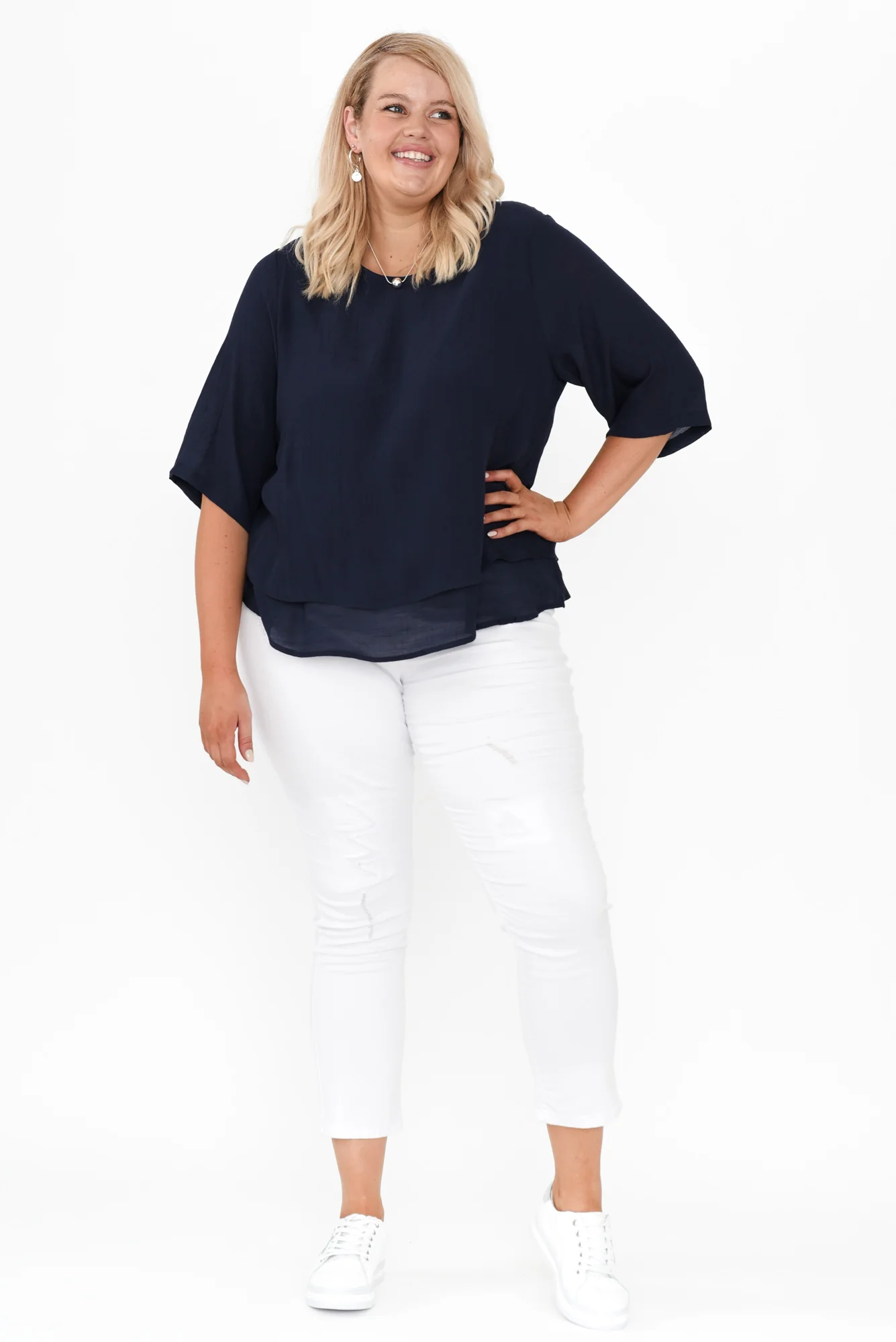 Liora Navy Layered Top
