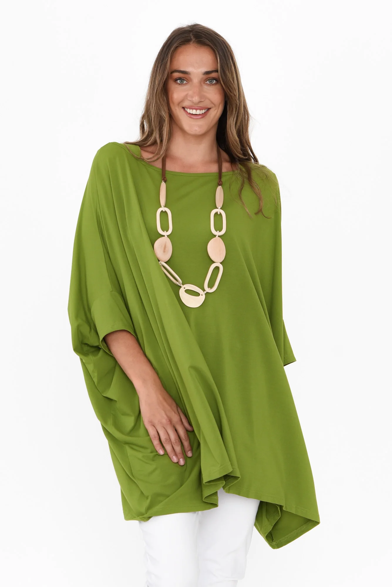 Kelsier Green Bamboo Batwing Top