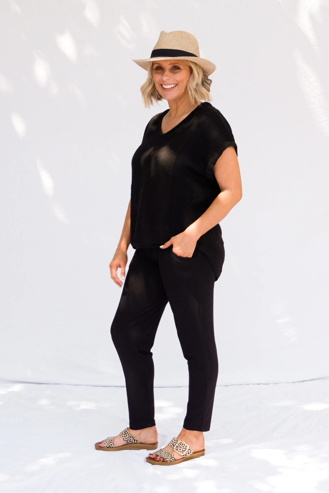 Percy Black Bamboo Pocket Pants