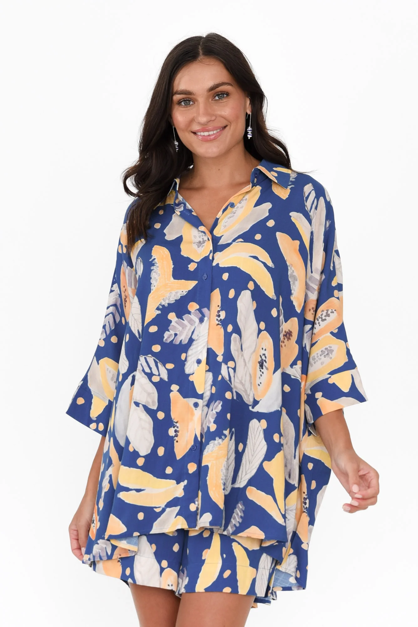 Calisa Blue Fruity Collared Shirt