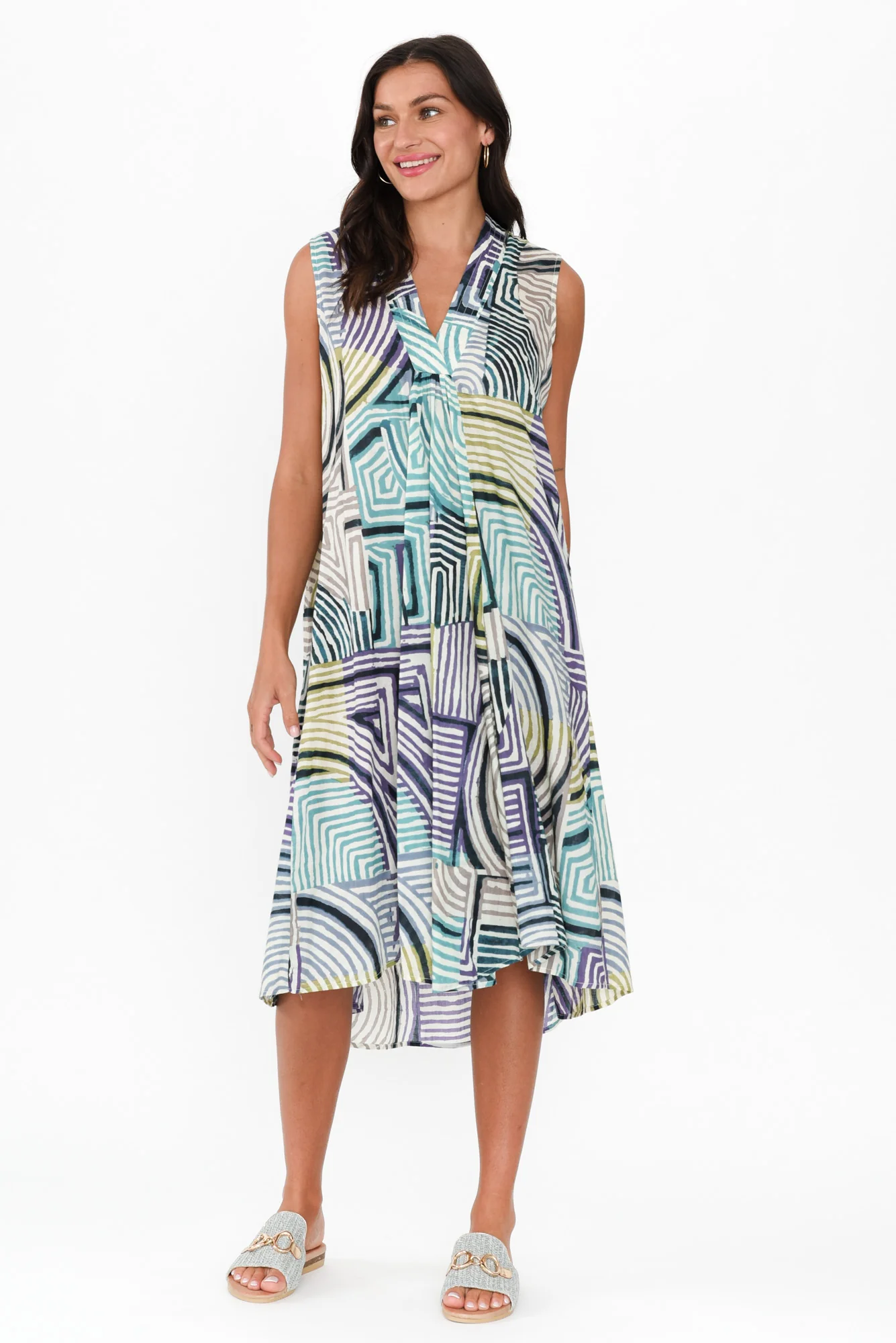 Claudia Green Ripple Cotton Dress