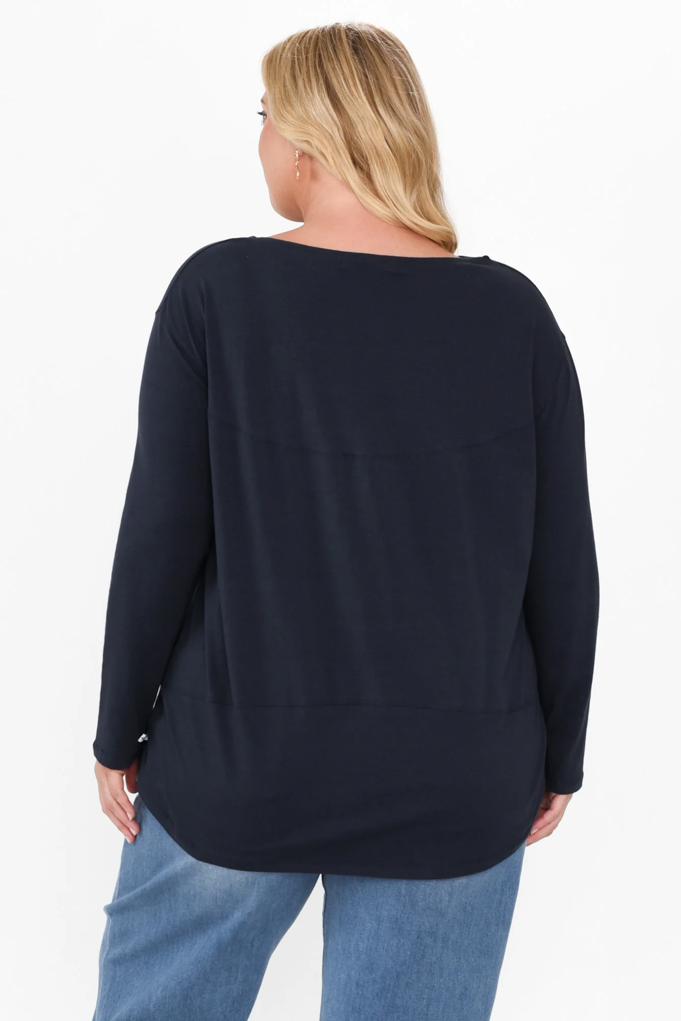 Moya Navy Cotton Hi Lo Top