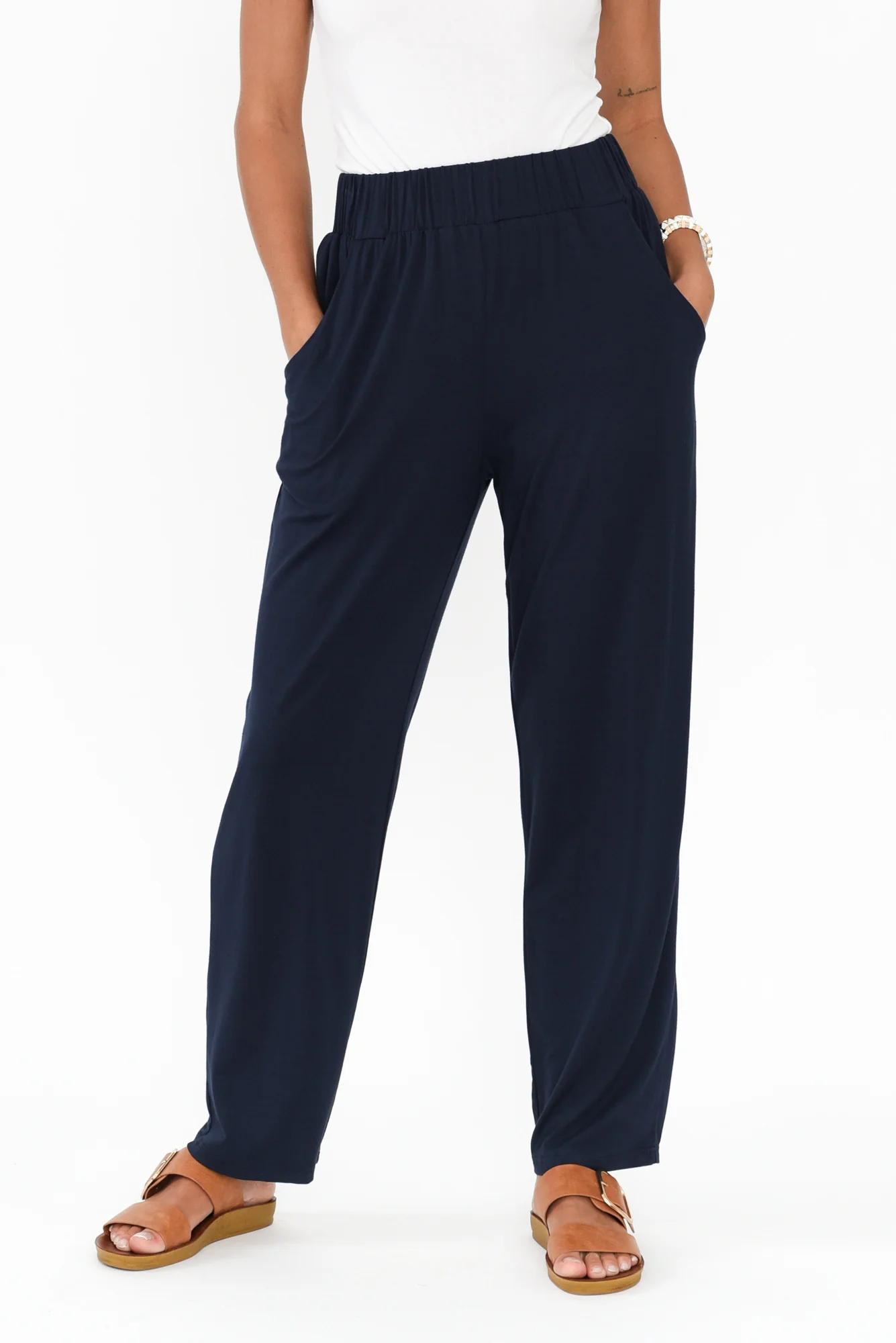 Rosella Navy Bamboo Pants
